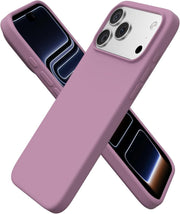 ORNARTO Compatible with iPhone 17 Pro Max Case 6.9", Slim Liquid Silicone 3 Layers Soft Gel Rubber Shockproof Protective Cover with Anti-Scratch Microfiber Lining-Chalk Pink - Fuchsia