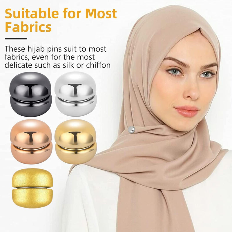 BBYY 5 Pcs Hijab Magnetic Pins With Strongest Commercial Strength, Magnets Hijab Pins Buttons No Snag Magnets Hijab for Women Multi-use Colorful Scarf Round Magnets Hijab