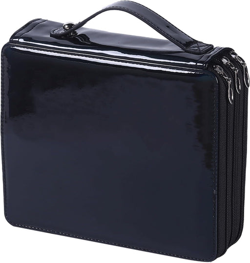 120 Slots Colored Pencil Case with Zipper Closure Pencils Bag Waterproof PU Leather Pen Organizer Storage Holder for Artist (Black) - Black