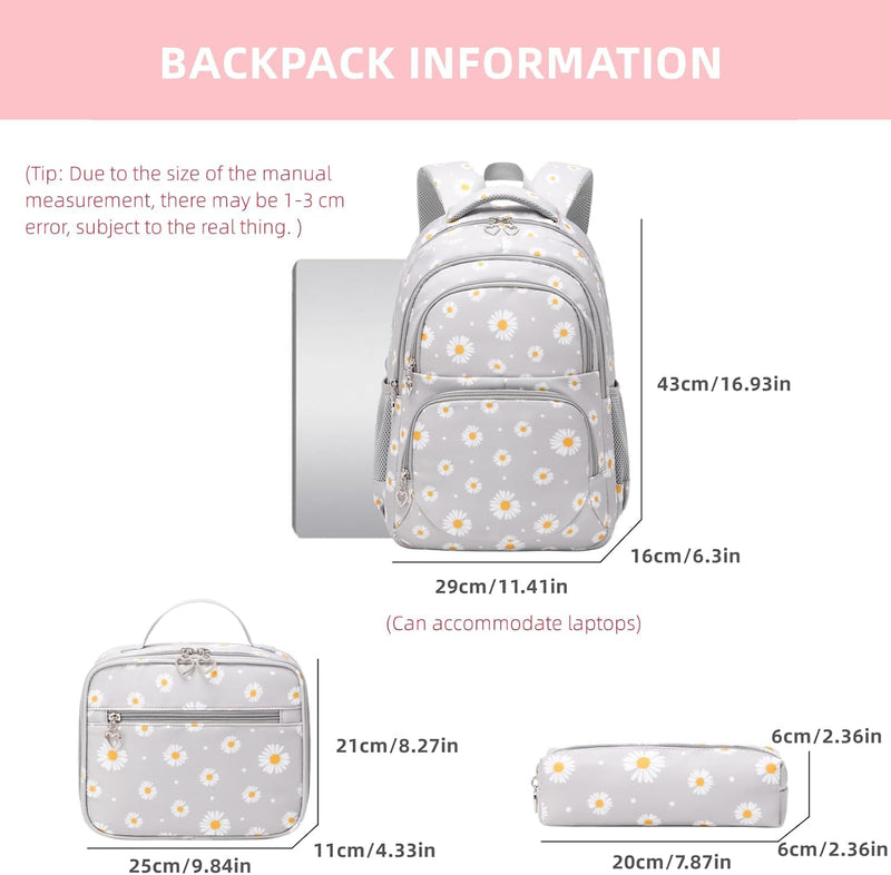 YNTT Girls Backpack Kids School Bookbag Set for Teen Girls Elementary Students Casual Back Pack with Lunch Box