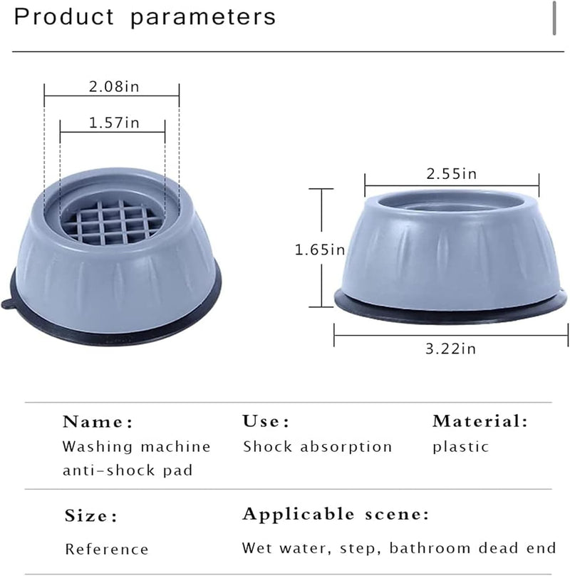Rezdax Washing Machine Foot Pads for Reducing Noice and Shock and Shaking, Washer and Dryer Anti-Vibration Pads, Rubber Isolation Feet for Furniture (Oval)