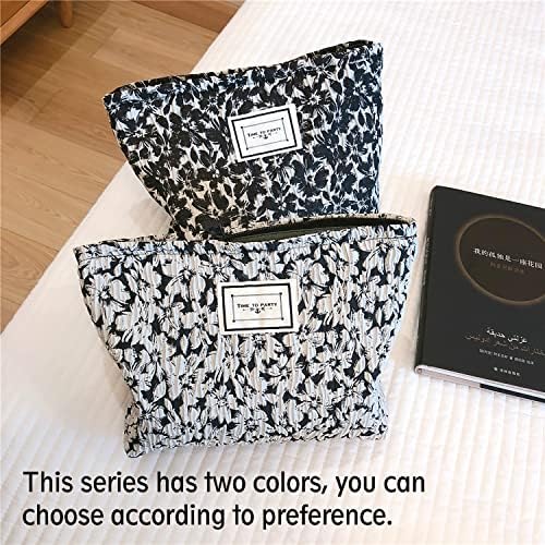 STARDW Flower Cosmetic Bags Makeup Bags for Women and Girls,Travel Makeup Bag Large Capacity Canvas Makeup Bag,Makeup Organizer Bag Zipper Pouch, Embossed pink, Large Capacity Aesthetic Makeup Bags