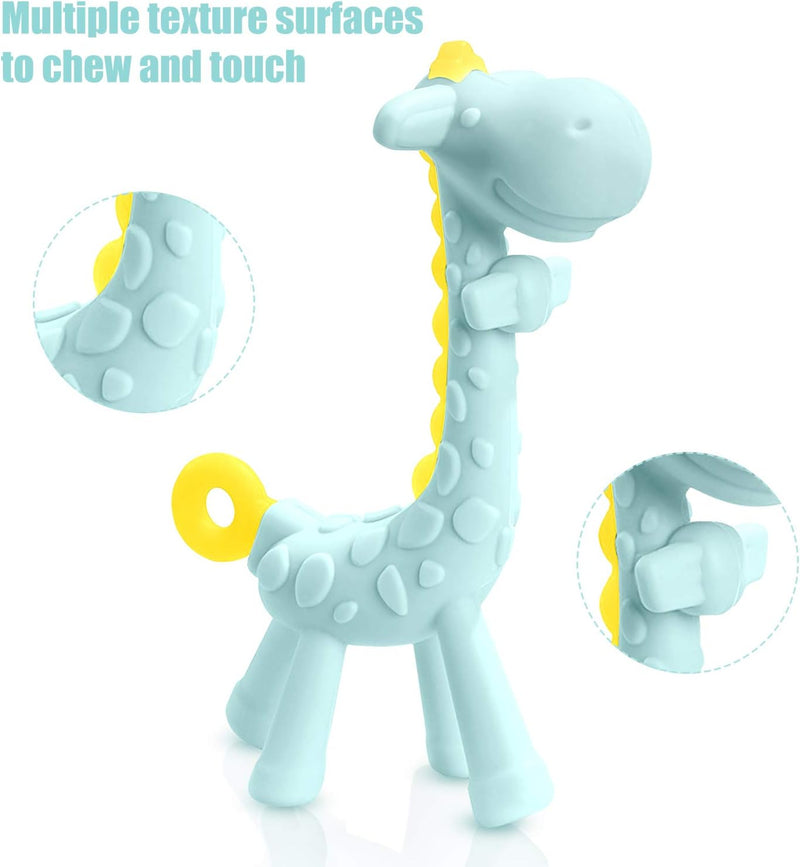 SHARE&CARE BPA Free Silicone Fruit Baby Teether Toy with Storage Case, for 3 Months Above Infant Sore Gums Pain Relief (5 Fruits)