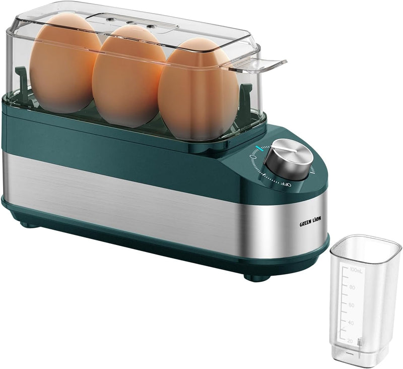 Green Lion 3-Tier Egg Cooker, Egg & Vegetable Steamer, 16 Eggs Capacity, 500mL Water Reservoir, 400-500W Power, 0-60min Timer, Stainless Steel Heating, Steam Vent Lid, Indicator Light - Gray