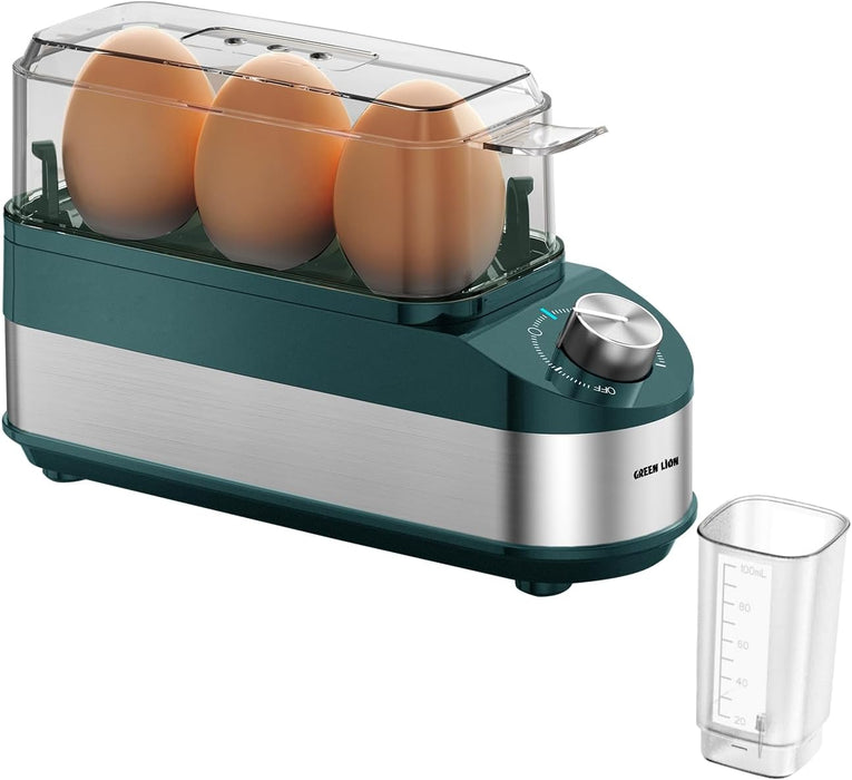 Green Lion 3-Tier Egg Cooker, Egg & Vegetable Steamer, 16 Eggs Capacity, 500mL Water Reservoir, 400-500W Power, 0-60min Timer, Stainless Steel Heating, Steam Vent Lid, Indicator Light - Gray