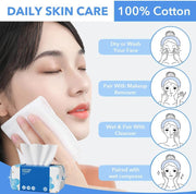 100 Count Disposable Face Towels, Biodegradable Facial Clean Towels, Ultra Soft & Thick Cloth for Sensitive Skin, Skincare and Makeup Remover, Lint-Free Towelettes for Cleansing
