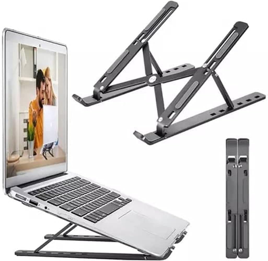 Adjustable Laptop Stand, Portable Aluminium Laptop Riser Laptop Holder for Desk, Foldable Ventilated Cooling Computer Support Stand for Apple MacBook Pro/Air, HP, Sony, Dell, Notebook Stand and more. – image 1