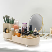 BIOPLJ 360 Rotating Makeup Organizer, New Large Capacity Cosmetic Display Case, Rotating Makeup Organizer Spinning for Vanity, Cosmetics organizer for Storage Makeup Brush Holder, Lipstick (white)