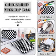ZLFSRQ 3Pcs Checkered Makeup Bag for Women Large Cosmetic Bag Set Travel Toiletry Bag Makeup Pouch Bag for Purse Pink Zipper Storage Bag Organizer Cute Small Aesthetic Girls Car Essentials Bag