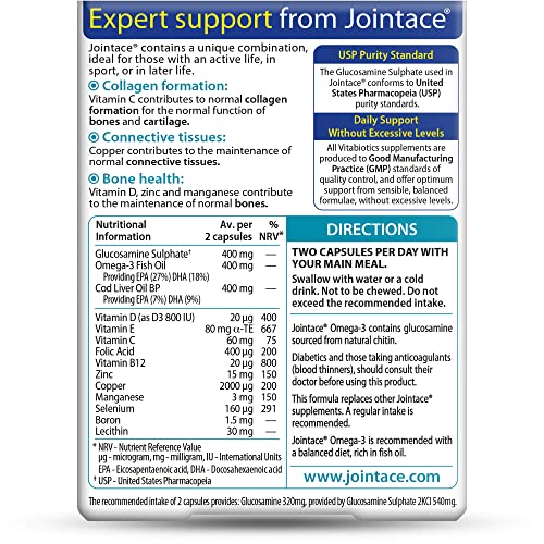 Vitabiotics Jointace Omega 3 Cod Liver Oil Glucosamine, 30 Capsules
