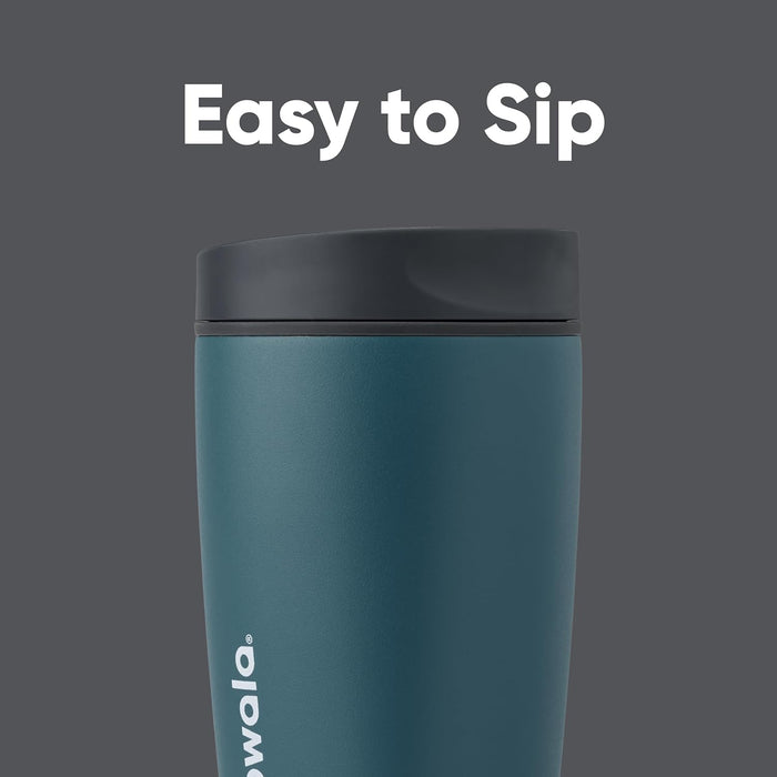 Owala SmoothSip Slider Insulated Stainless Steel Coffee Tumbler, Reusable Iced Coffee Cup, Hot Coffee Travel Mug, BPA Free 20 oz, Tan/White (Vanilla Bean)