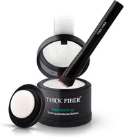 THICK FIBER Root Touch Up & Hairline Powder for Grey Root Coverage & Thin Hair Water & Sweat Resistant with Precise Brush Hair Loss Concealer for Roots, Bald Spots & Fill-In (Black) - White 4g (Pack of 1)