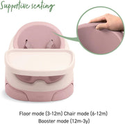 Mamas & Papas Baby Bug Booster Seat for Dining, Detachable Tray, Harness, Adjustable Seat and Non-Slip Feet - Pebble Grey