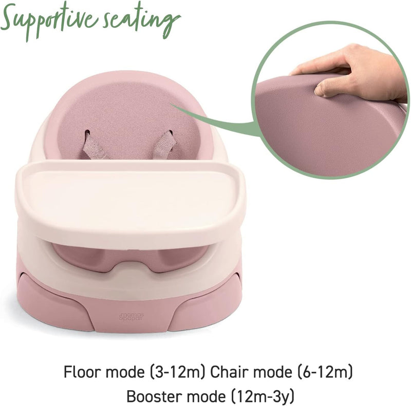 Mamas & Papas Baby Bug Booster Seat for Dining, Detachable Tray, Harness, Adjustable Seat and Non-Slip Feet - Pebble Grey
