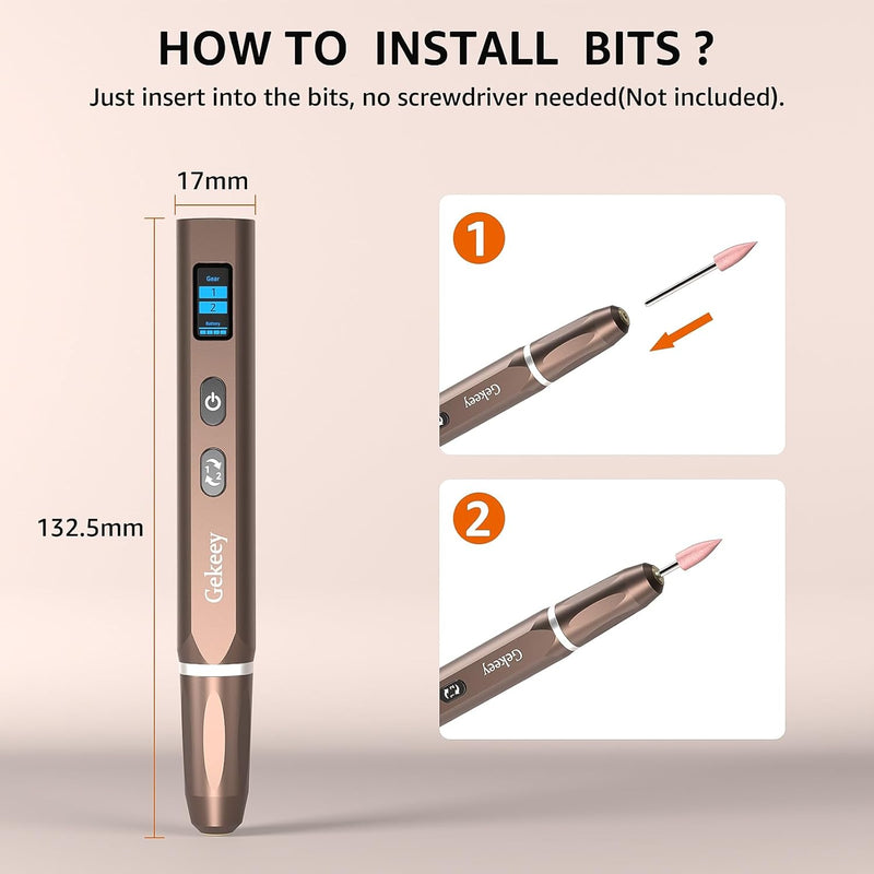 Electric Engraving Pen, Cordless Rechargeable Mini Rotary Tool with 42 Bits, Aluminum Body, Variable Speed, Portable Engraver Pen for Metal Wood Glass and Plastic, Brown