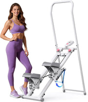 MERACH Stair Stepper for Home Gym Exercise, New Version Vertical Climber Machine for Full-Body Workout, Compact Folding Cardio Exercise Climber with Extended Step Range, Adjustable Handlebar & Pedals - White