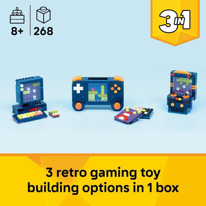 LEGO Creator 3in1 Retro Gaming Console - Transforms into an Arcade Machine or Computer w/Keyboard & Mouse - Gamer Gift Idea for 8+ Year Old Boys & Girls - 31380