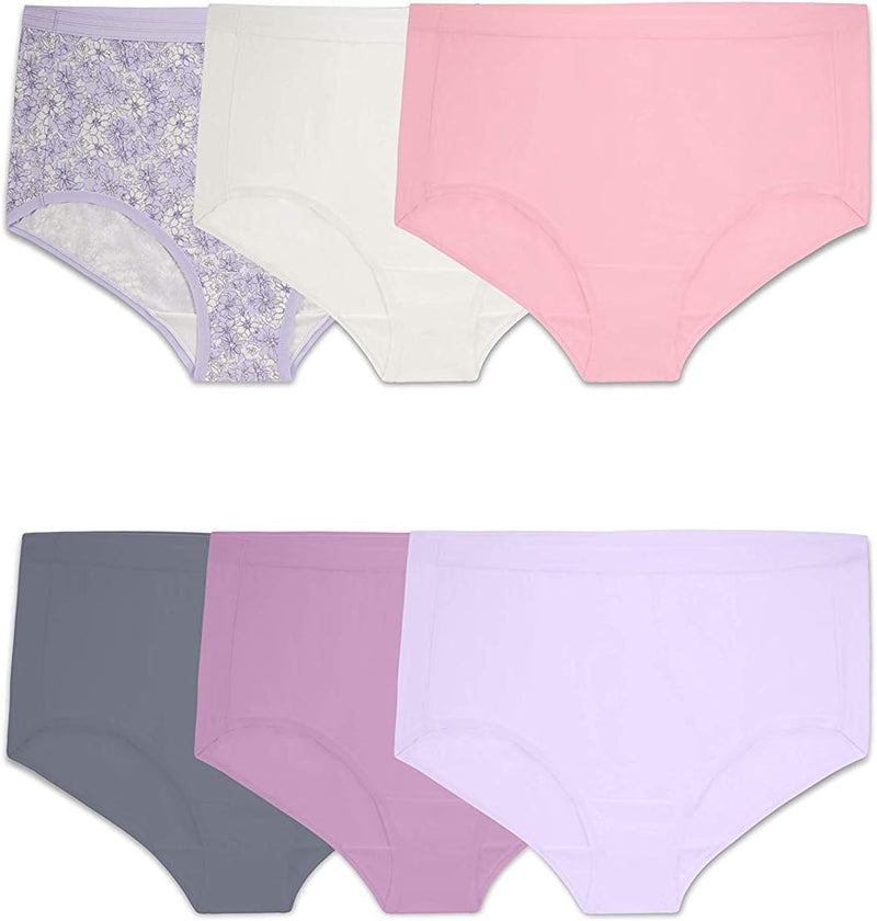 womens Fit for Me Women's Microfiber Briefs, 6 Pack Underwear (pack of 6) - Brief - Microfiber - Assorted