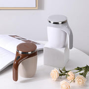 SHOWAY 380mL Self Stirring Mug with Lid Automatic Coffee Cup Electric Stainless Steel Mixing for Milk Cocoa Hot Chocolate