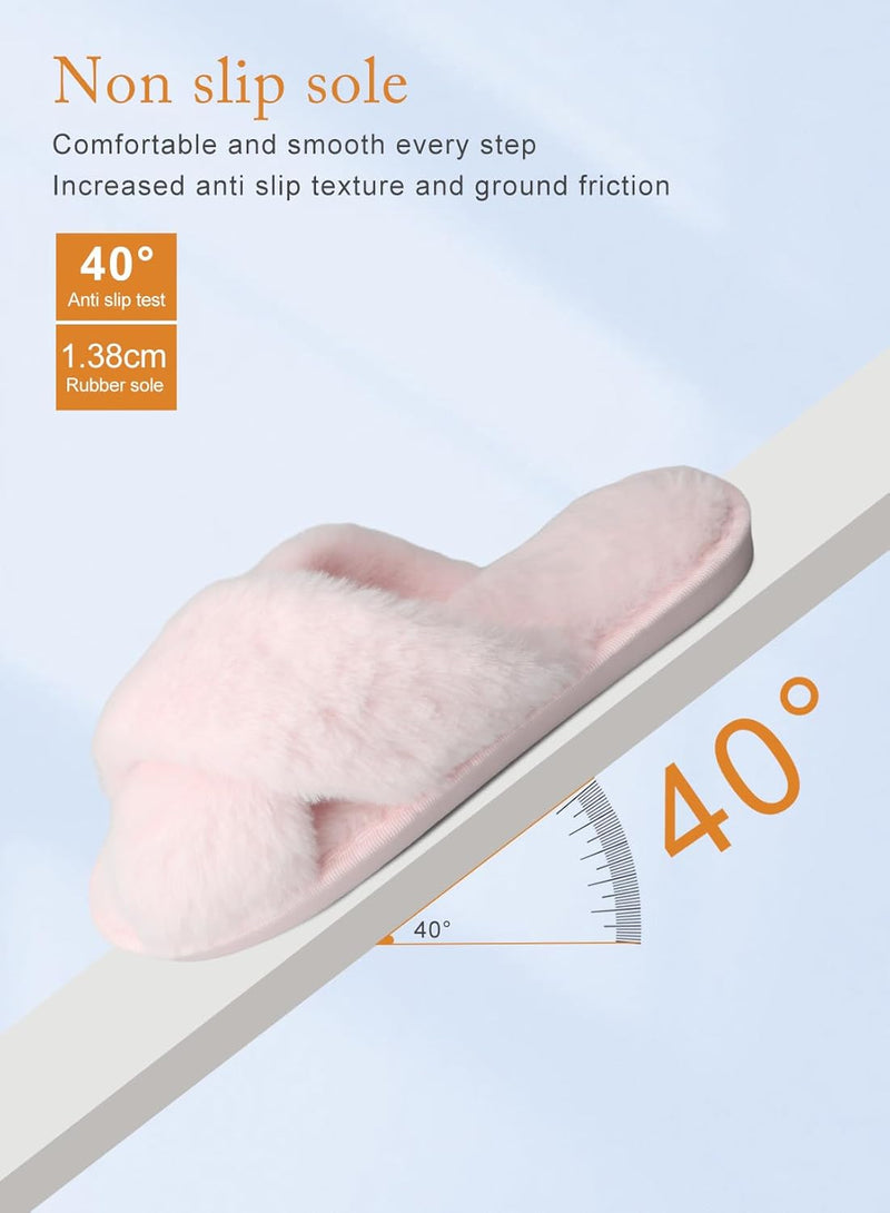 URbazaar Women‘s House Slippers Faux Fur Fashion Warm Shoes Woman Slippers Comfortable Home Furry Slippers,Lightweight Non Slip House Slippers For Cozy Indoor Outdoor