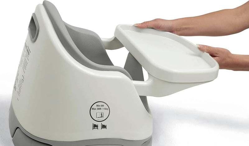Mamas & Papas Baby Bug Booster Seat for Dining, Detachable Tray, Harness, Adjustable Seat and Non-Slip Feet - Pebble Grey
