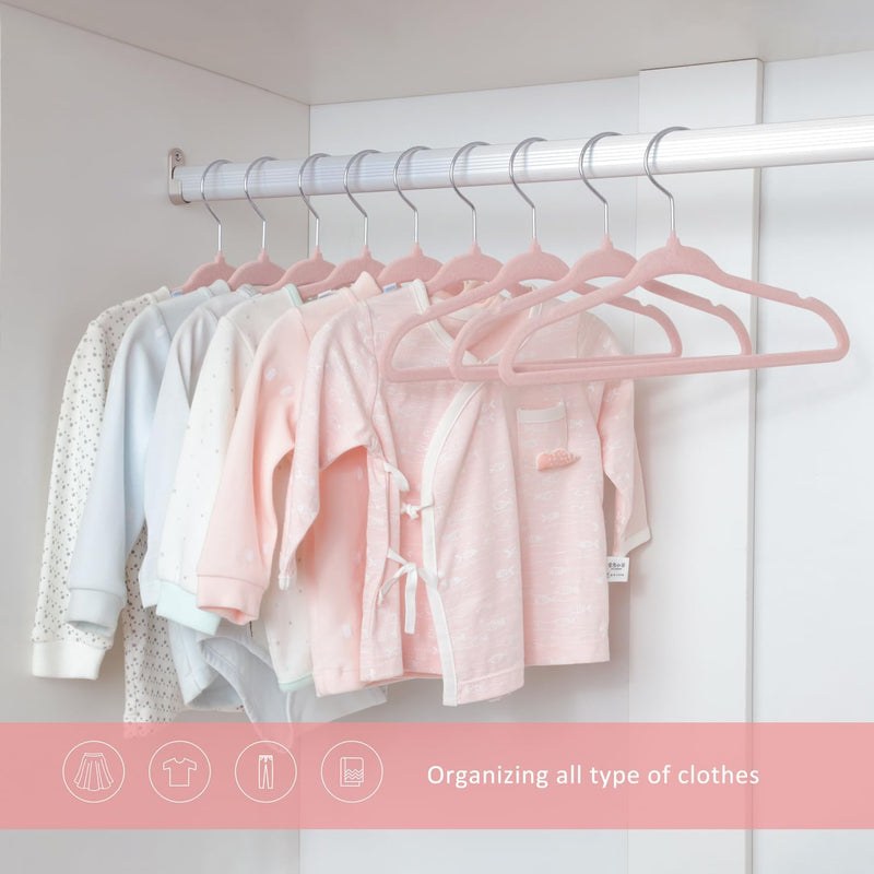 ManGotree Baby Velvet Clothes Hangers, Kids Toddler Children's Hangers for Clothes Space Saving Non-Slip (30 Pack, White)