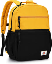 School Bag for Teen,Vaschy Lightweight Water Resistant Kids Toddller Backpack Boys Girls Plain Color-block Kids Bookbag Daypack with Two Sizes - Yellow Black-S