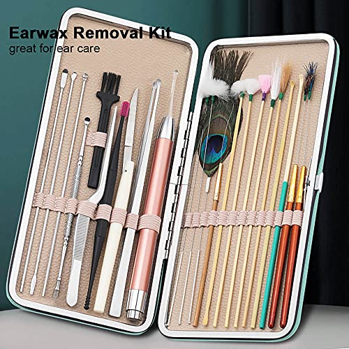 23PCS Earwax Removal Kit Ear Pick Set Earwax Remover Spoon Ear Care Tools for Ear Massage Adult Earpick Ear Picker with LED