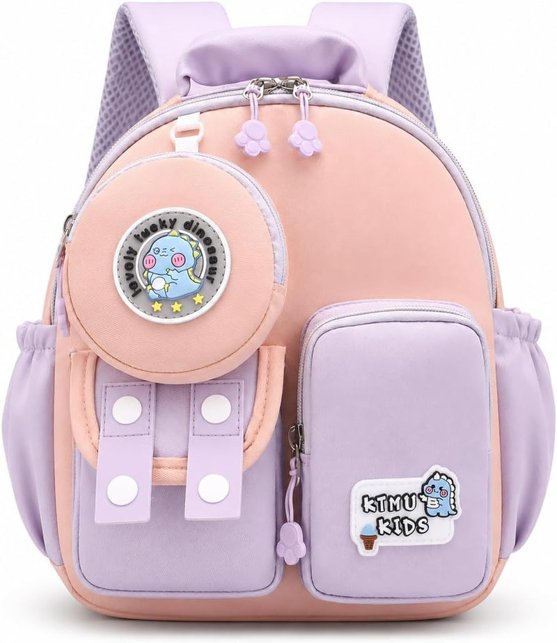 Age 1-3 Toddler Backpack Boy Girl Kids Baby Anti-lost Bag Cute Animal Children Kindergarten Angel Schoolbag - Pinkish-Purple