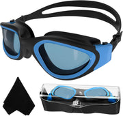Winline Swimming Goggles Polarized Lenses Anti Fog Anti UV Waterproof Clear Vision Easy Adjust Soft Bridge for Men Women Adults Teens - Blue&Black/Polarized Smoke Lens