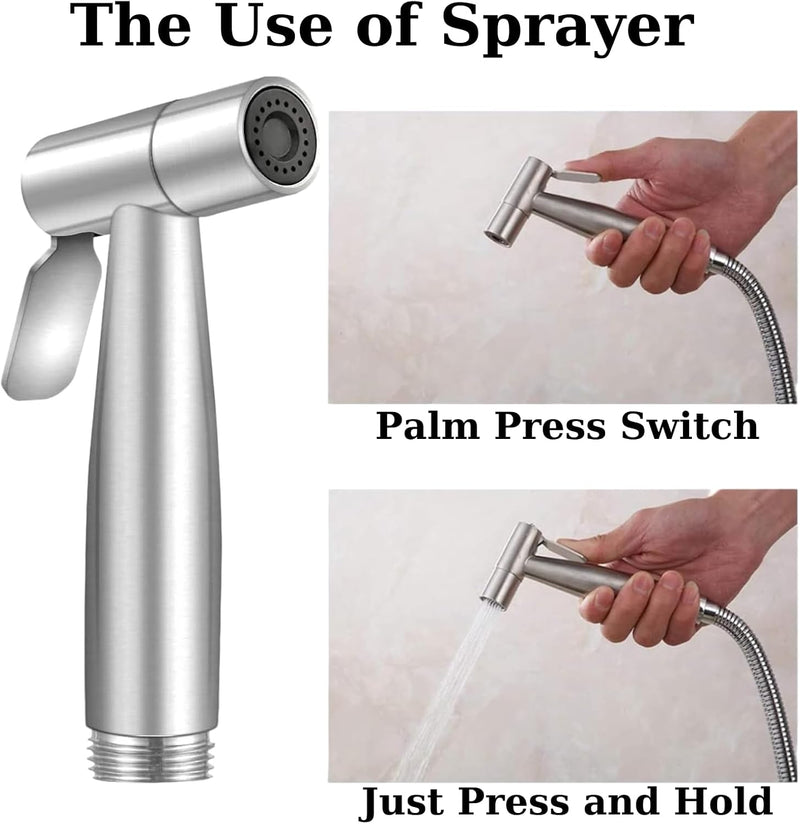 Premium Stainless Steel Bidet Sprayer for Toilet With 1.5 Meter Stainless Steel Hose, Easy 5-Minute Installation, Powerful Water Pressure (Full Shattaf Set)