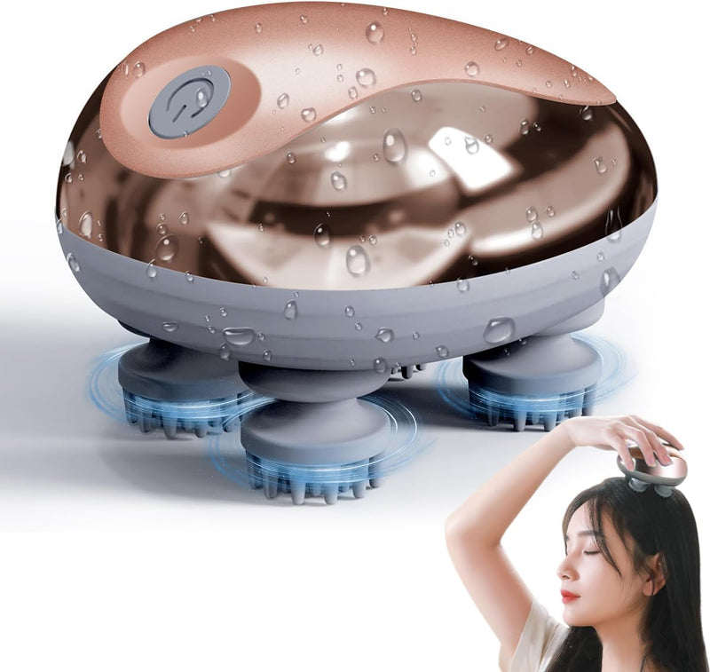 Electric Scalp Massager - Head Massage Scalp for Stress Relax and Pain Relief, Lightweight Hand held, Rechargeable with 96 Kneading Nodes, 4 Claws for Scalp and Body Massage & Face Cleaning