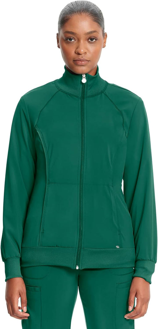 Zip Front Scrub Jackets for Women, 4-Way Stretch Fabric, 2391A - Hunter Green