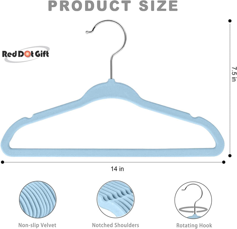 Red Dot Gift® 30-Pack Beige Velvet Kids Hangers - ( 35cm / 14 Inch )Premium Childrens Hangers for Closet, Ultra Thin Cute Hangers Kids Clothes Hanger,Small Hangers for Kids Clothes (Beige, 30)