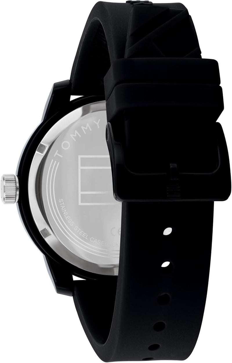 Men's Black Dial Black Silicone Watch - 1791483