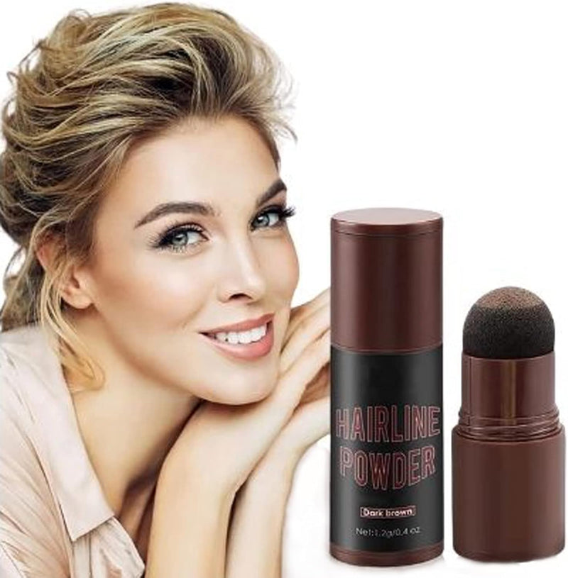 Hair Powder for Women and Men, Hairline Powder Stick for Thinning Hair and Bald Spots, Windproof and Sweatproof, Root Cover Up and Contouring, Instantly Conceals Hair Loss (Medium Brown) - Dark Brown