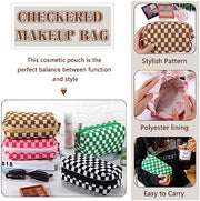 ZLFSRQ 3Pcs Checkered Makeup Bag for Women Large Cosmetic Bag Set Travel Toiletry Bag Makeup Pouch Bag for Purse Pink Zipper Storage Bag Organizer Cute Small Aesthetic Girls Car Essentials Bag