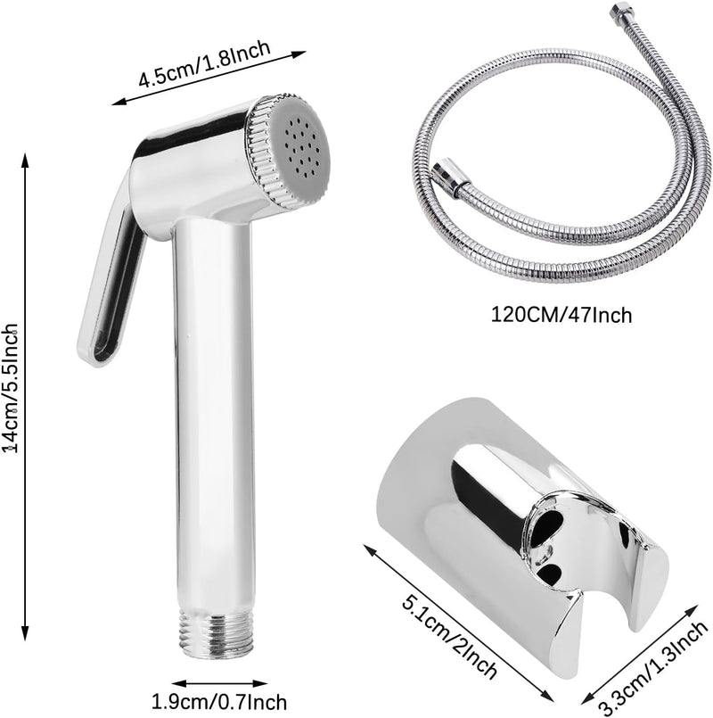 YMUHGS Handheld Shower Shattaf Set,Bidet Sprayer for Toilet,With 1.2M Stainless Steel Chrome Hose And Wall Holder,Paperless Washing,Wall Mounted Suitable For Bathroom Washroom Toilet