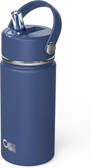 14oz Kids Water Bottle with Straw Lid, Vacuum Insulated 316 Stainless Steel Bottles for Kids for School, Leakproof, Easy to Clean - Blue