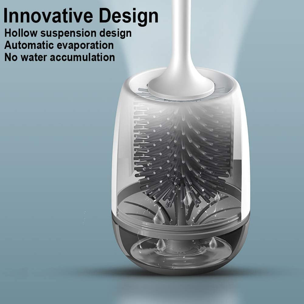 WERISE No Scratch Silicone Toilet Brush and Holder Set, Soft Toilet Cleaner Brush Grey