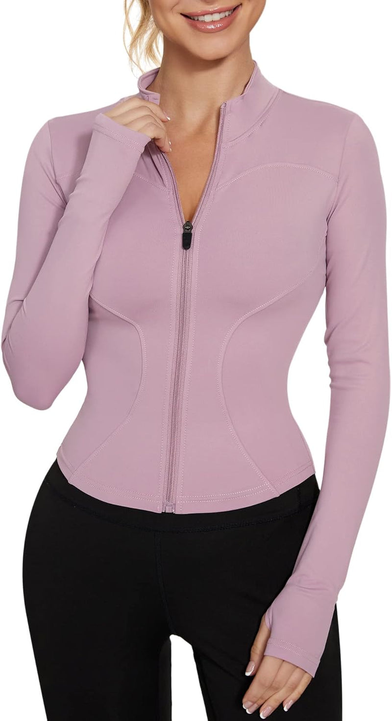IECCP Women's T-Shirt, Gym Top, Yoga Top, Long-Sleeved Crop Top, Sports Shirt, Lightweight Fitness Top with Half Zipper and Thumb Hole