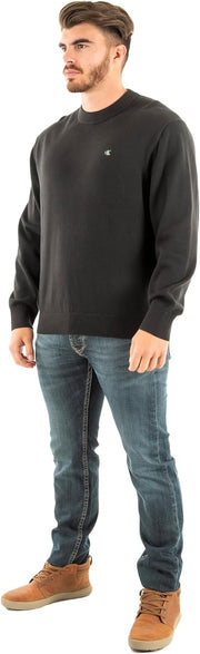 mens Ls Ez Cotton Crewnk Sweater 12gg Lv04rc309g Sweaters - Black