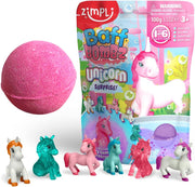 Zimpli Kids Large Unicorn Surprise Bath Bomb, 6 Surprise Unicorn Toys to Collect in Total, One Per Bath Bomb, Children's Collectable Bath Toy, Stocking Filler Toy, Xmas Present for Boys & Girls - Unicorn