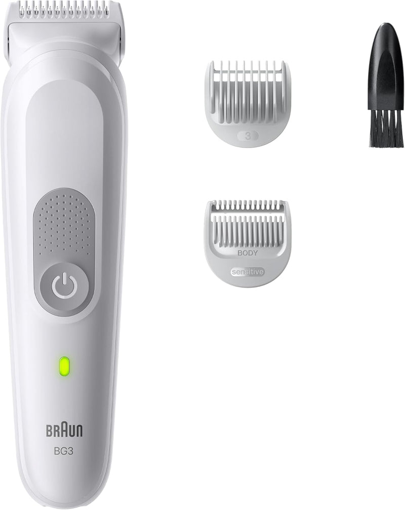 Braun Bodygroomer Series 3, +3 Accessories, Extra Skin Protection, 80 Min Battery Life, Gentle Shaving & Trimming, Waterproof, BG3530, Grey - + 3 attachments