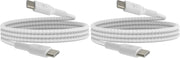 Belkin Fast Charge braided USB C to fast charger cable, USB type C charger cable fast charging for iPhone 15, Samsung Galaxy S23, Google Pixel, iPad, MacBook, Nintendo and more - 1m, Black - 1M (Pack of 2) White