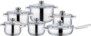 Wilson by Cuisine Art Stainless Steel 12-Piece Cookware Set - Casserole, Saucepan, Fry PanCooking set Heavy Duty With Stainless Steel Handle Gas, Stovetops Compatible For Family Meals