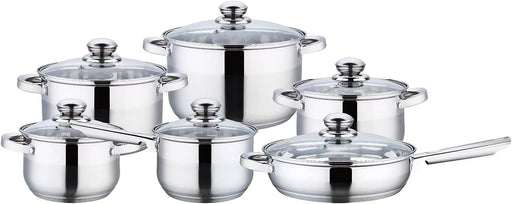 Wilson by Cuisine Art Stainless Steel 12-Piece Cookware Set - Casserole, Saucepan, Fry PanCooking set Heavy Duty With Stainless Steel Handle Gas, Stovetops Compatible For Family Meals
