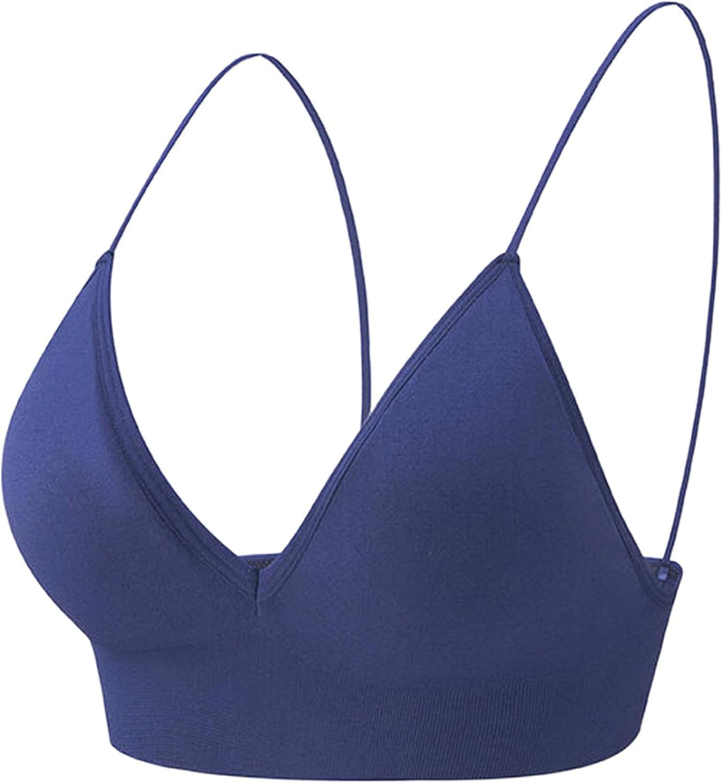 Dress Cici Women'S V Neck Triangle Strappy Sport Bra With Strappy Shoulder Strap