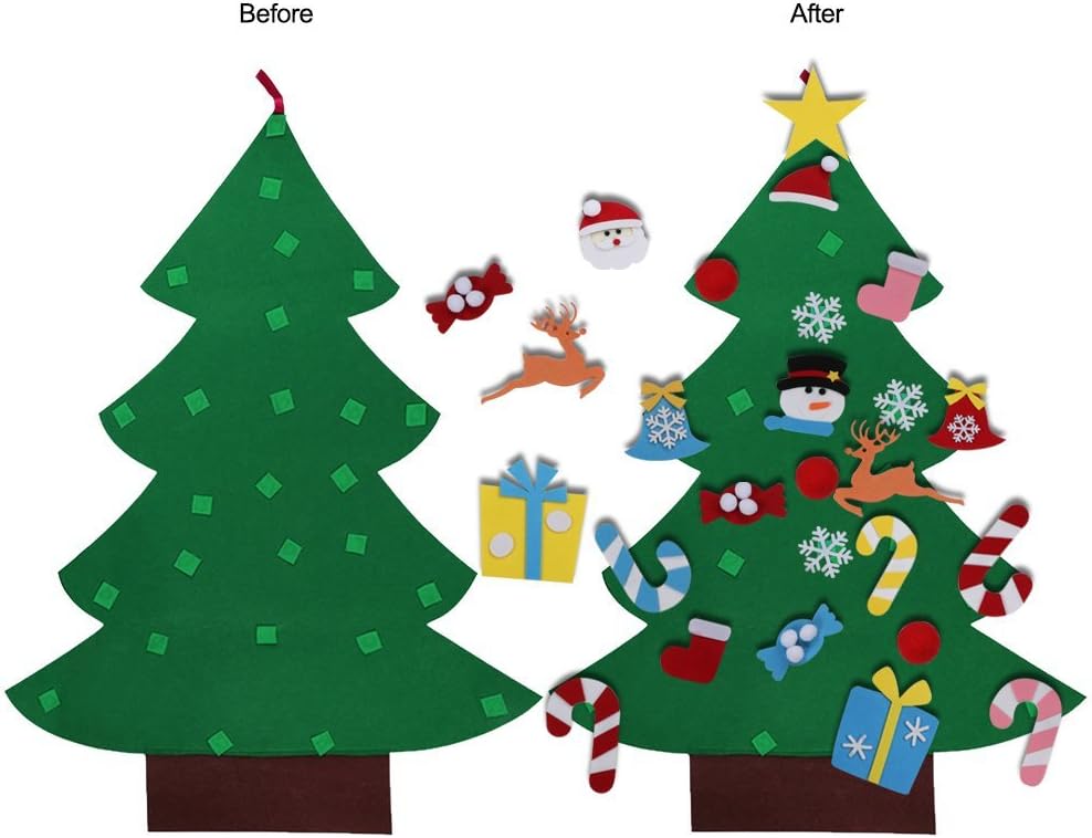 DIY Felt Christmas Tree Set with Ornaments for Kids, Xmas Gifts, New Year Door Wall Hanging Decorations – image 5