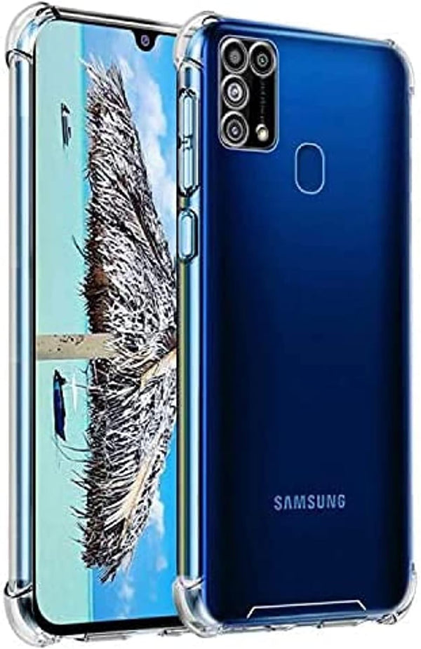 Crystal Clear Case Compatible with Samsung Galaxy M31 Case+ Screen Protector for M31 Shock-Absorbing Scratch-Resistant Military Grade Protection Clear TPU Bumper Case